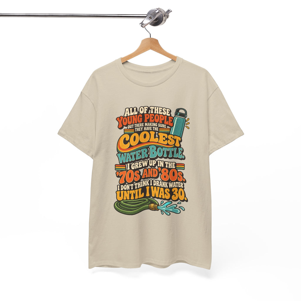Retro 70s-80s Funny Water Bottle Tee — "Coolest Water Bottle" Graphic T-Shirt