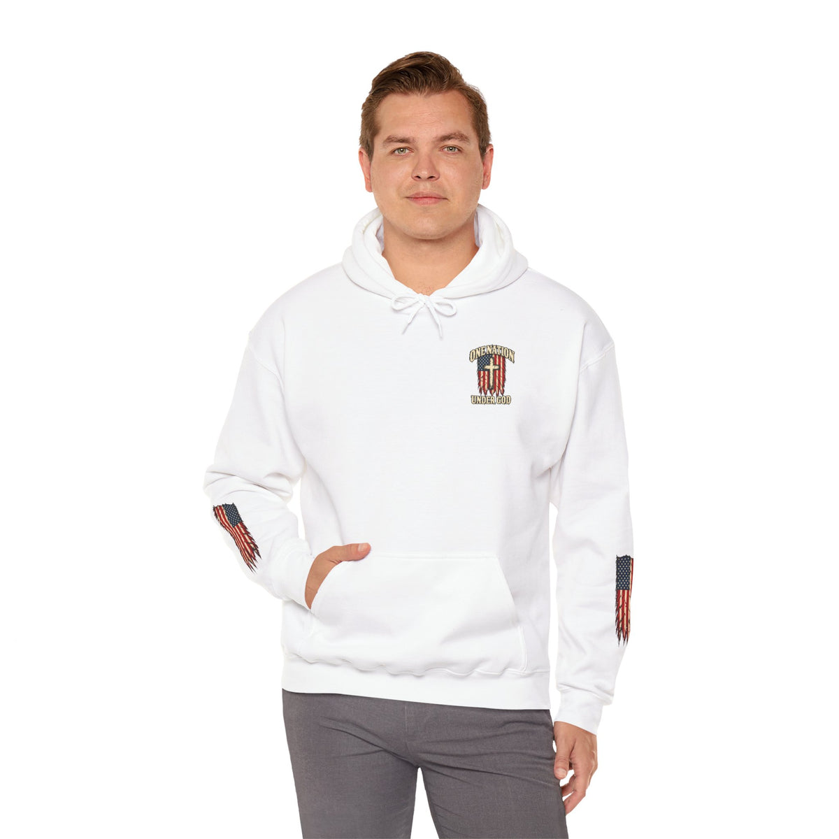 One Nation Under God Patriotic Cross Hoodie