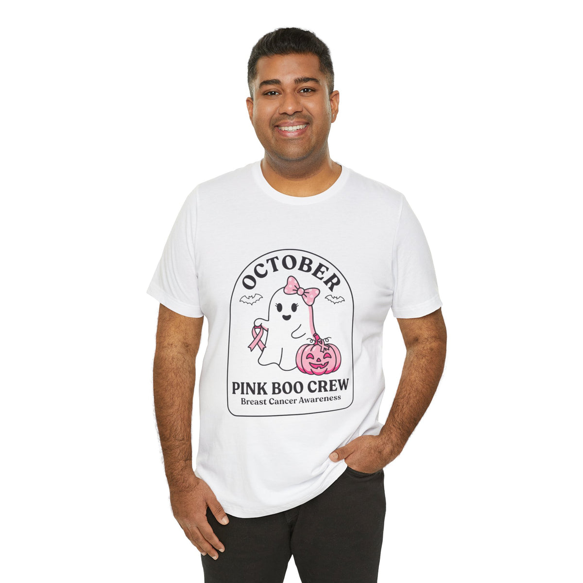 October Pink Boo Crew Tee — Breast Cancer Awareness Ghost T-Shirt