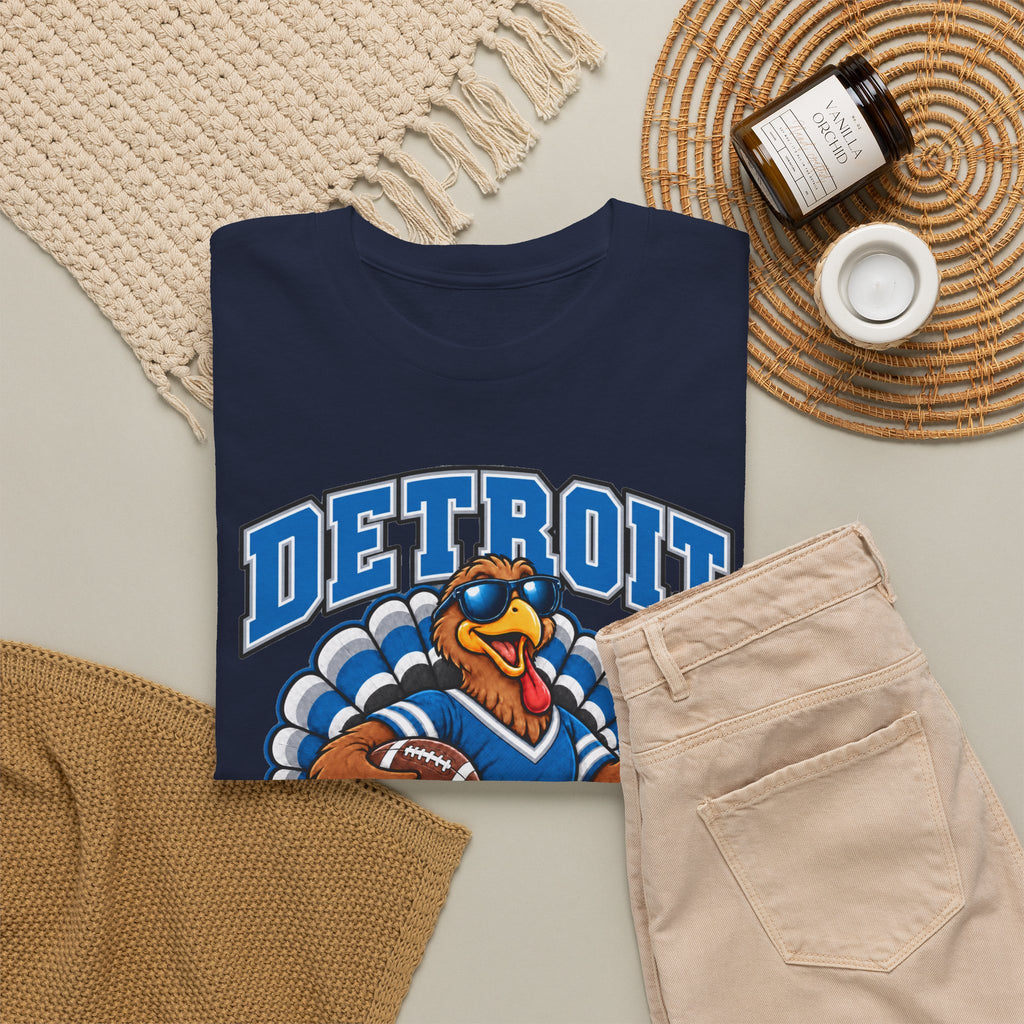 Detroit Thanksgiving Football Tee — Turkey Mascot Game Day Shirt