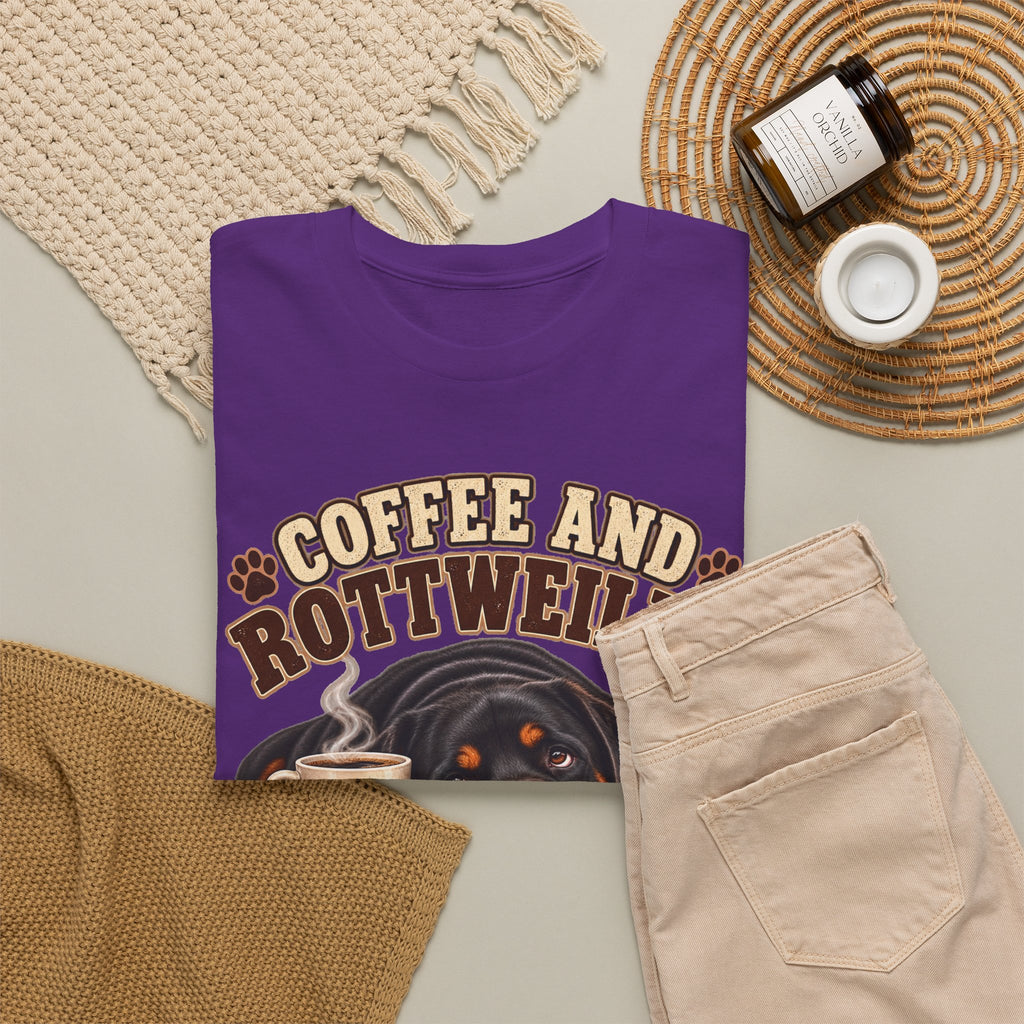 Coffee and Rottweiler Tee — "Coffee and Rottweiler Make Me Happy" Dog Lover Shirt