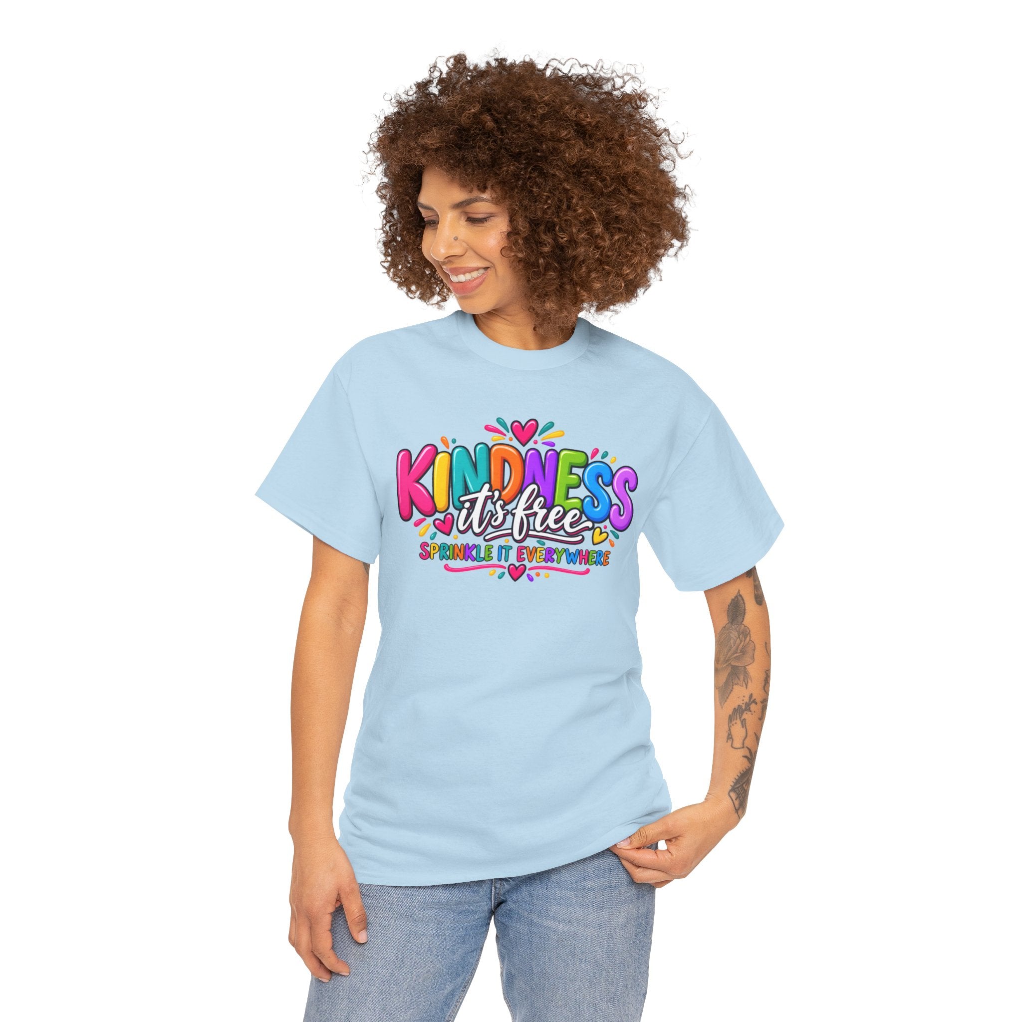 Kindness Is Free Rainbow Tee — Cute Positive Message T-Shirt