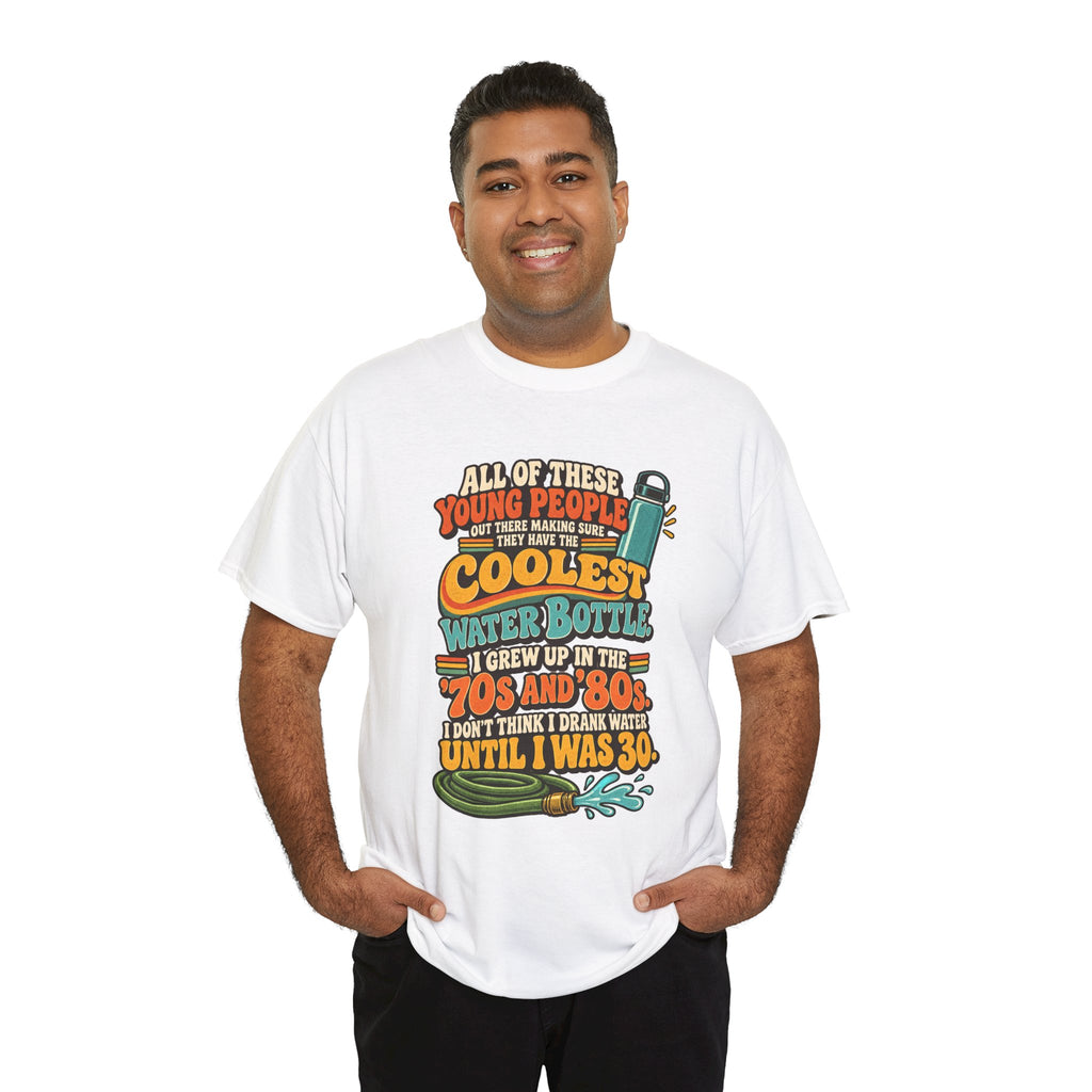 Retro 70s-80s Funny Water Bottle Tee — "Coolest Water Bottle" Graphic T-Shirt
