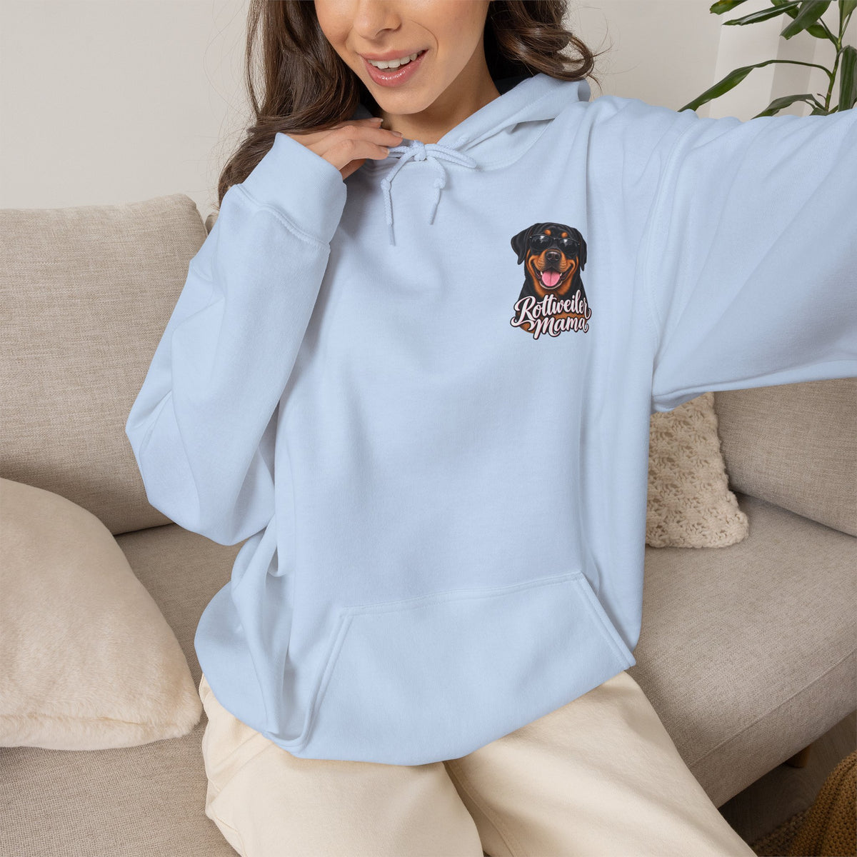 Rottweiler Mama Hoodie — Cute Rottie Portrait Pullover for Dog Moms