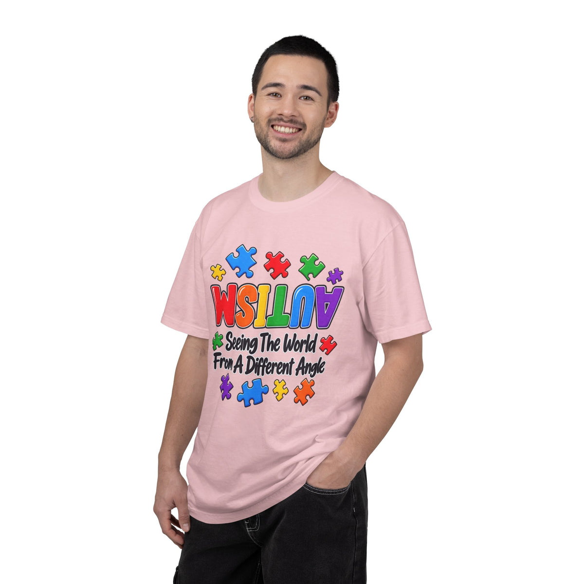 Autism Awareness T-Shirt — "Seeing the World From a Different Angle" Puzzle Design