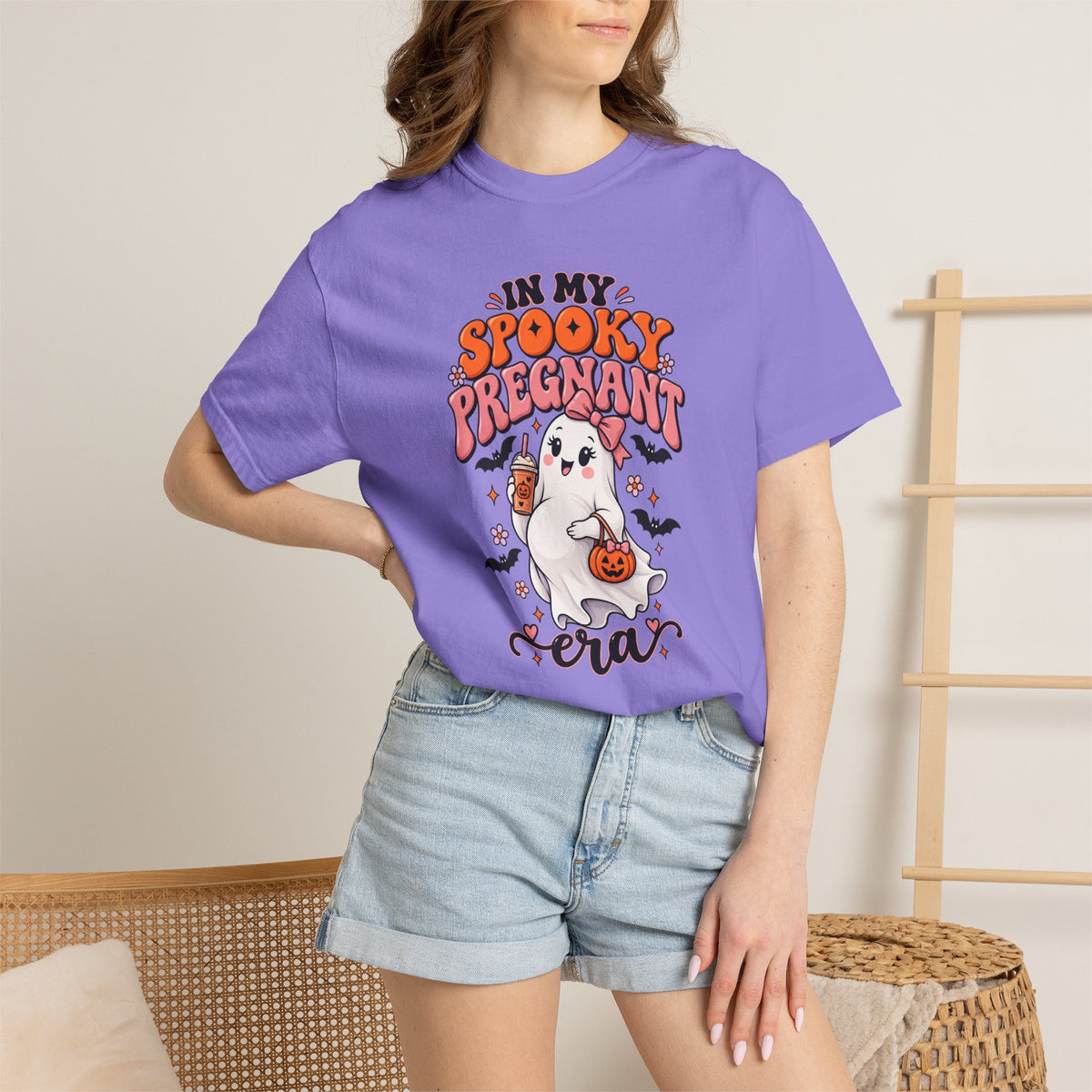 Pregnant Halloween T-Shirt — "In My Spooky Pregnant Era" Cute Ghost Maternity Tee