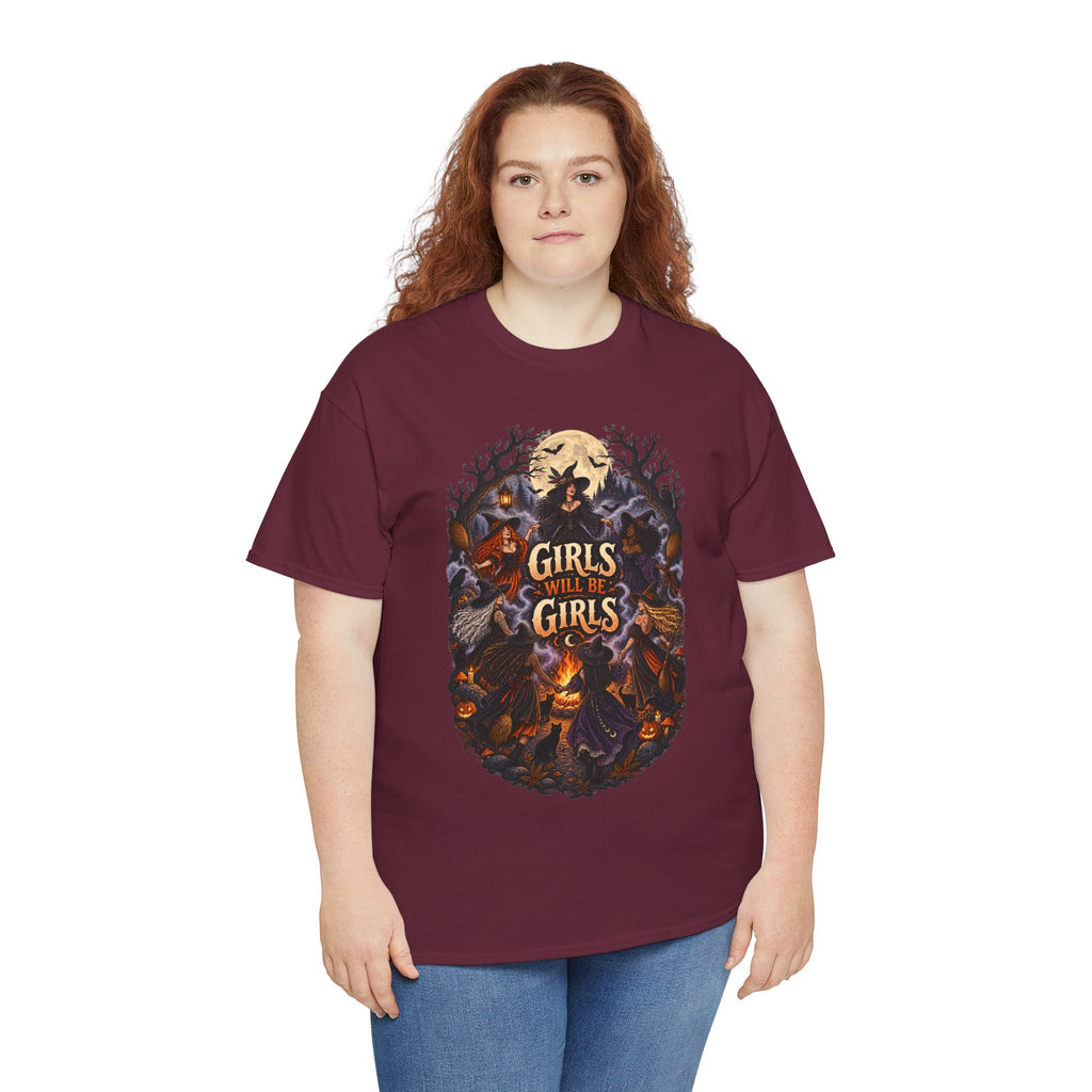 Girls Will Be Girls T-Shirt — Witchy Campfire Illustration Tee