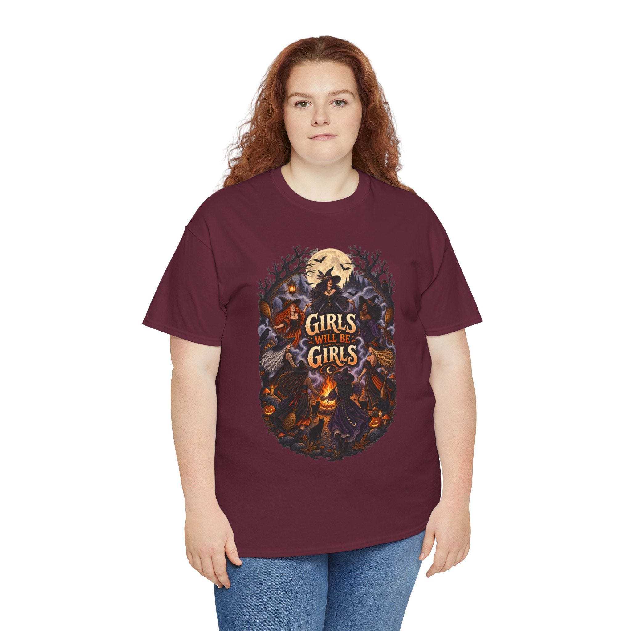 Girls Will Be Girls T-Shirt — Witchy Campfire Illustration Tee