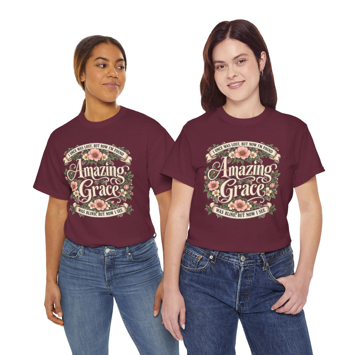 Amazing Grace Floral T-Shirt — Vintage Christian Faith Tee
